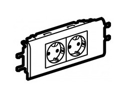Модуль розетки LEGRAND 077432 2х2К+З, 2М, немецкий стандарт (Schuko), безвинтовые зажимы, с суппортом и лицевой панелью, проходной (в короб с крышкой 65мм), Mosaic, Пенза.