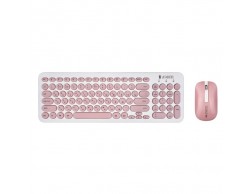 Беспроводной комплект клавиатура + мышь Jet.A SlimLine KM30 W (USB) бело-розовый, Пенза.