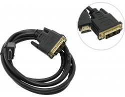 Кабель HDMI-DVI, 1.8м, экран, Single Link [CC-HDMI-DVI-6] медь, позол.разъемы, экран, 1.8м, черный, Пенза.