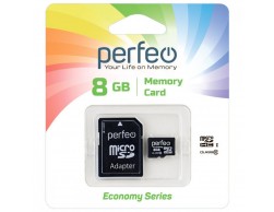 Карта памяти Micro SecureDigital 8Gb Class 10 Perfeo (PF8GMCSH10AES) SD Adapter, Пенза.