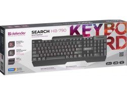 Клавиатура Defender Search HB-790 RU (подставка под телефон, USB) черная, Пенза.