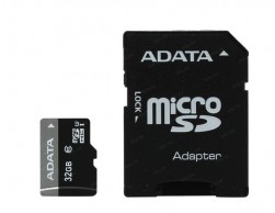 Карта памяти Micro SecureDigital 32Gb A-DATA UHS-I Class 10 (AUSDH32GUICL10-RA1) + адаптер SD, Пенза.