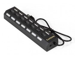 Контроллер HUB USB 2.0 ExeGate EX293978RUS DUB-72SW 7-и портовый (кнопки включения/отключения для каждого порта), Пенза.