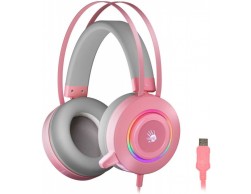 Наушники A4 Bloody G521 (20 Гц - 20 кГц, 16 Ом, USB 7.1 Virtual, микрофон, RGB) розовый, Пенза.