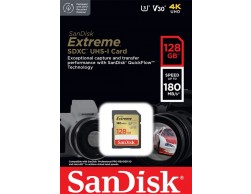 Карта памяти SecureDigital 128Gb Class 10 SanDisk V30 UHS-I U3 Extreme 180MB/S (SDSDXVA-128G-GNCIN), Пенза.