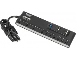 Контроллер HUB USB 3.0 GiNZZU GR-380UAB 10 портов (4xUSB 3.0 + 6xUSB 2.0 + адаптер) черный, Пенза.