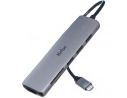 Контроллер HUB Netac (NT08WF14-30GR) USB Hub WF14, 6in1 Type-C To 3xUSB3.0 + 1xHDMI( 4k/30Hz) + MicroSD + SD, Пенза.