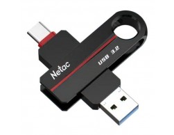 Флеш диск USB 3.2 Netac US18 (NT03US18C-064G-32BK), 64Gb, USB 3.2/TypeC, R/W 200/100, черный/красный, Пенза.