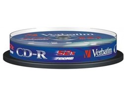 Диски CD-R Verbatim 700Mb 52-х (Cake Box, 10шт.) [43437], Пенза.